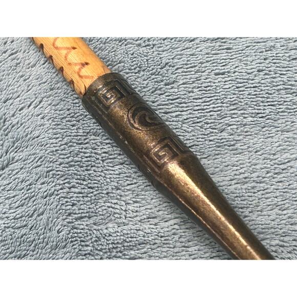 Antique Japanese Bamboo and Brass Long Traditional Art Pipe 25 Inch - Picture 7 of 8